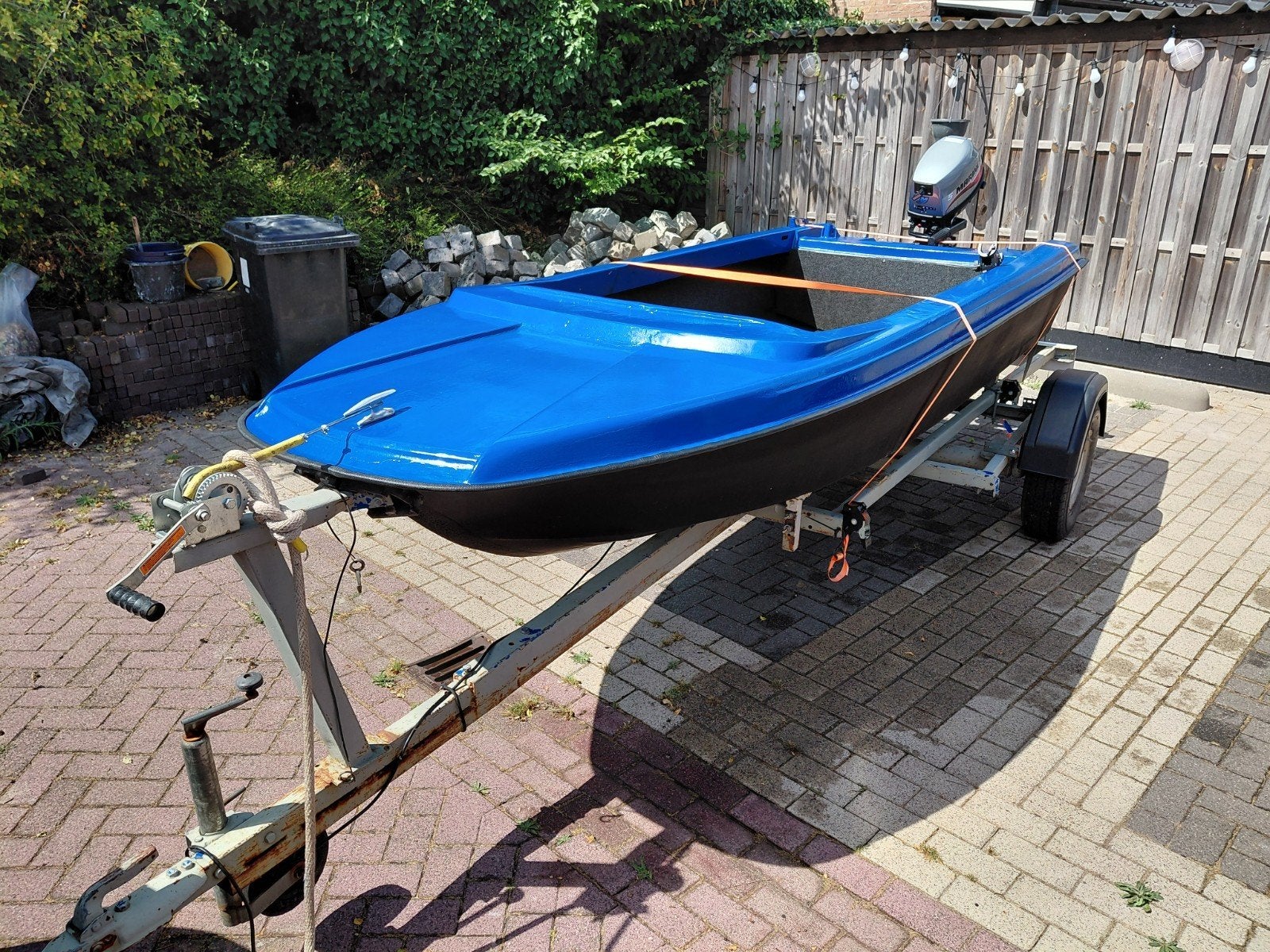 Bootje op trailer met Buitenboordmotor Mariner., Gebruikt, 4 m, Buitenboordmotor, 5 pk