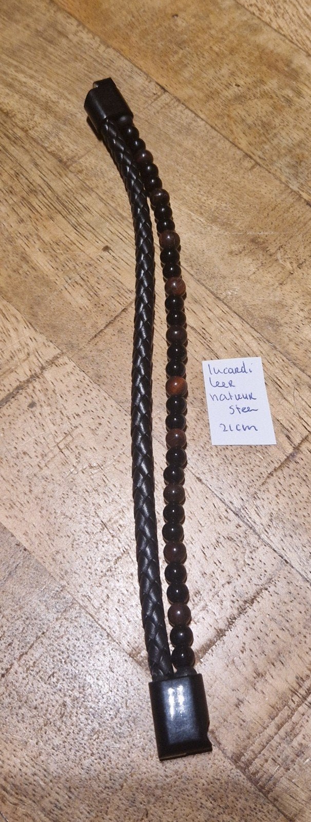 Exclusieve leren armband 21cm, Ophalen of Verzenden, Nieuw, Bruin, Leer