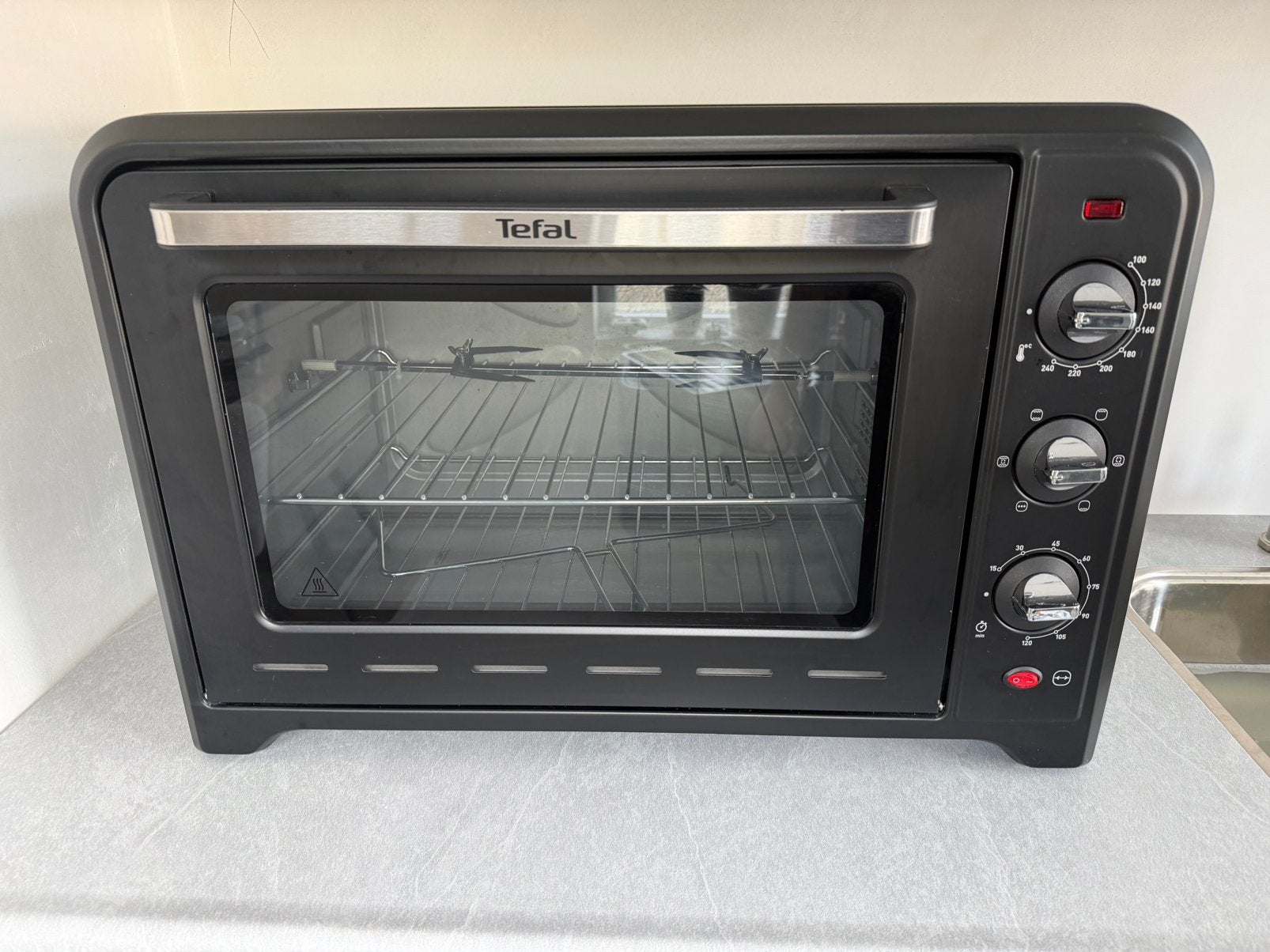 Tefal Optimo OF4958 60L oven met draaispies - Zo goed als n, Witgoed en Apparatuur, Ophalen, 45 tot 50 cm, Hete lucht, 60 cm of meer