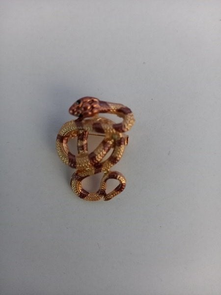 Goudkleurige broche slang bruin tinten, Sieraden, Tassen en Uiterlijk, Broches, Verzenden, Nieuw, Bruin, Overige materialen