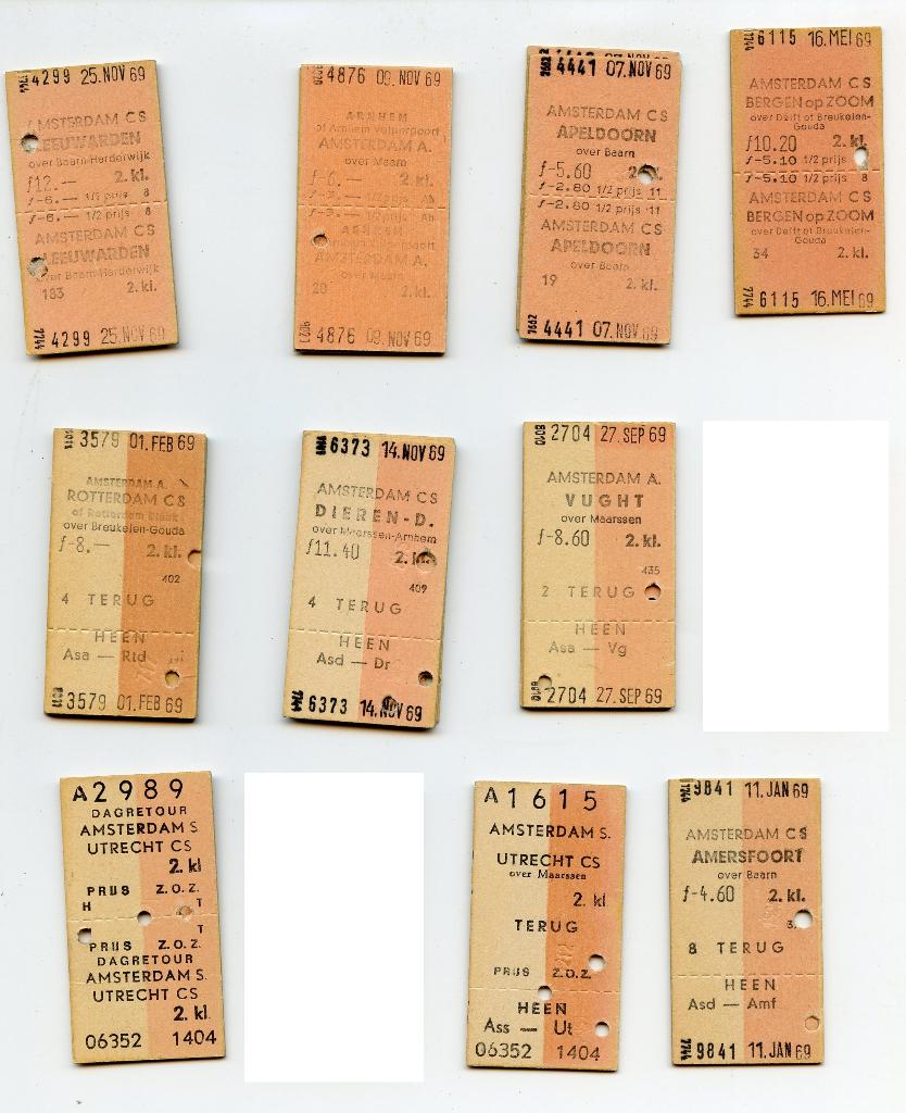 treinkaartjes uit 1969, Ophalen of Verzenden, Gebruikt, Trein, Overige typen
