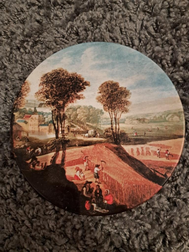 Decoratief bord met landschap, circa 16 cm, Antiek en Kunst, Antiek | Wandborden en Tegels, Ophalen