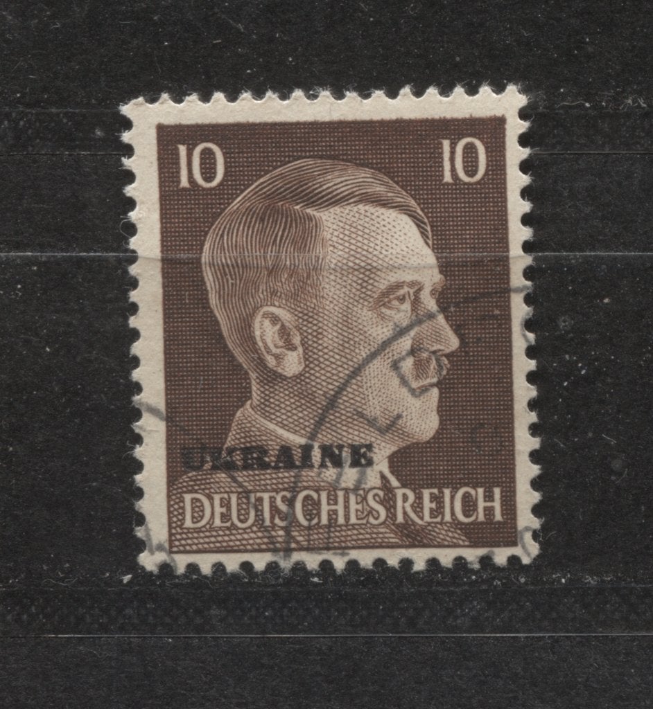 Duitse Adolf Hitler gestempelde postzegel (U6)opdruk Ukraine, Verzenden, Landmacht, Duitsland, Foto of Poster