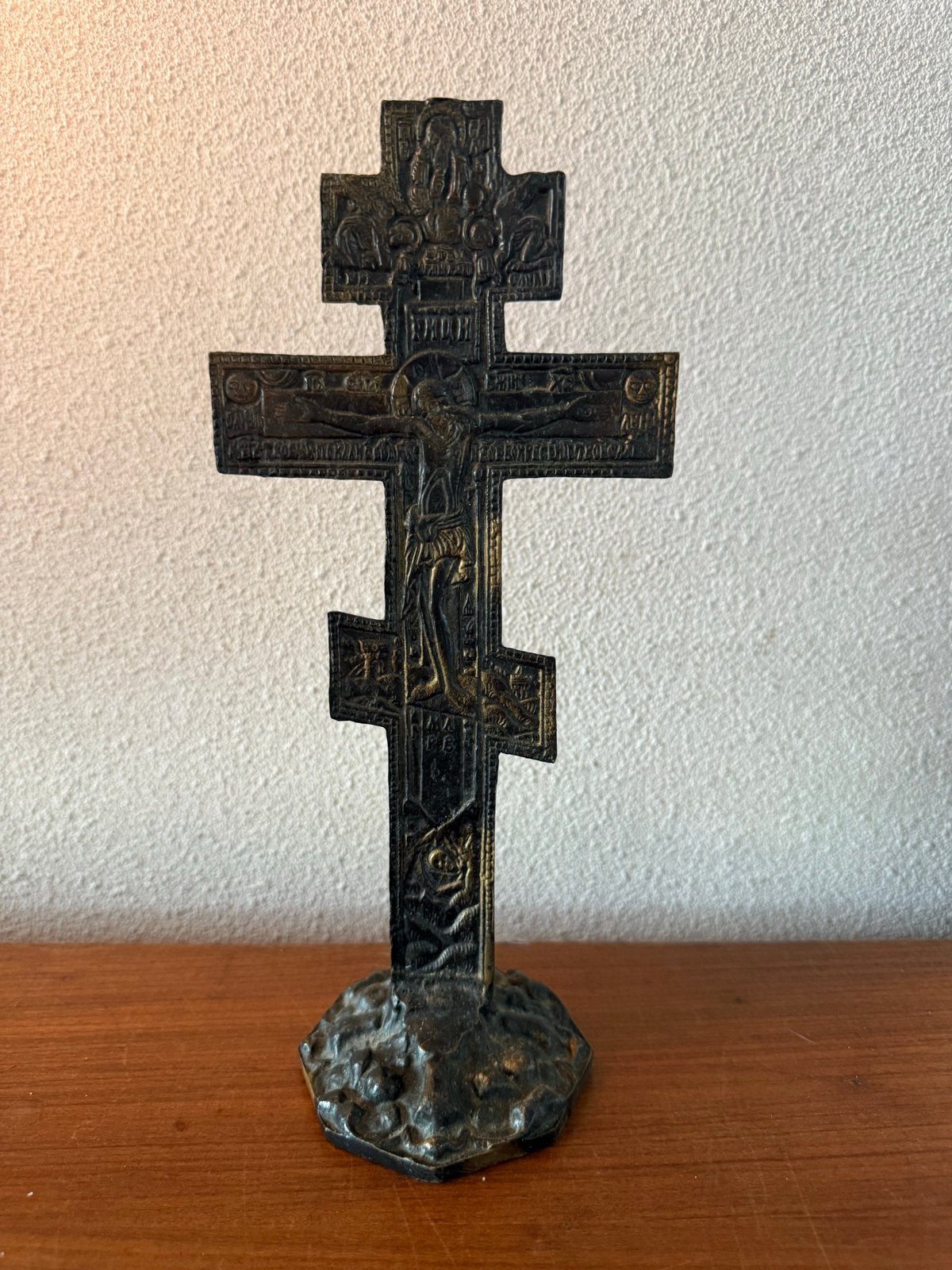 Antiek Russisch Orthodox Kruisbeeld op Voet, Ophalen of Verzenden
