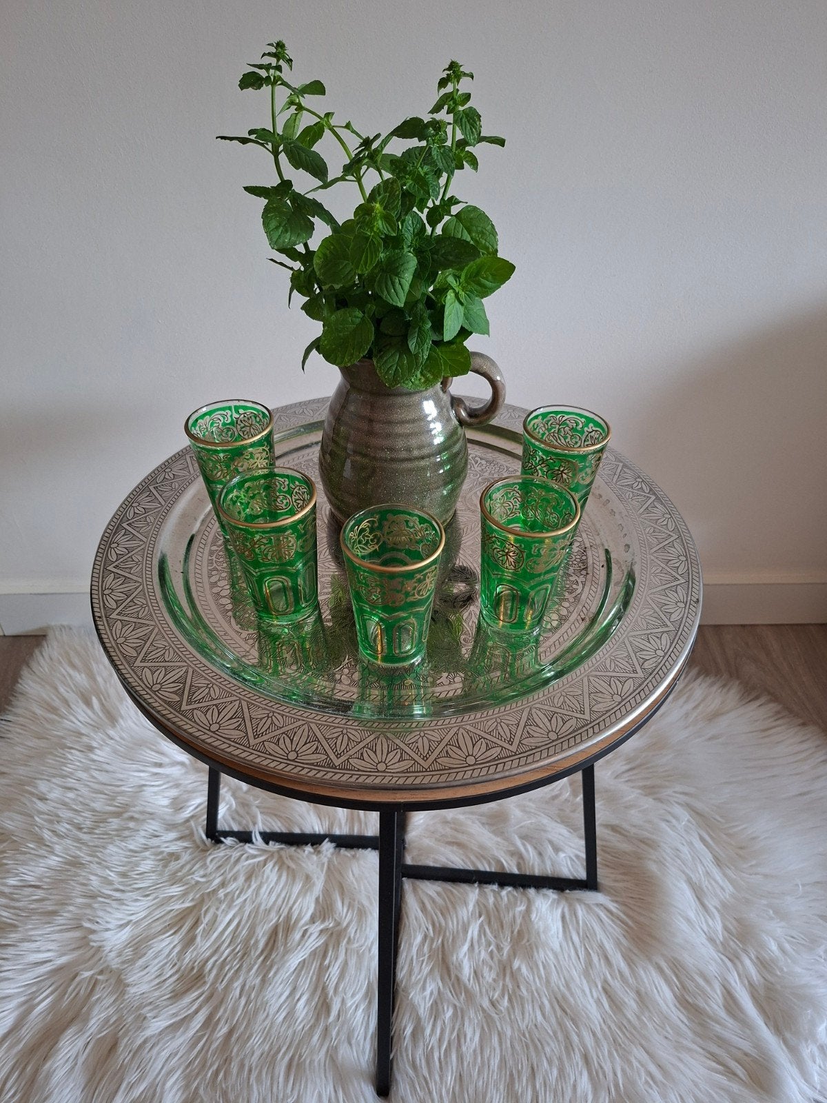 Bijzettafel theetafel theeglazen, Ophalen of Verzenden, Metaal, Zilver, Oosters