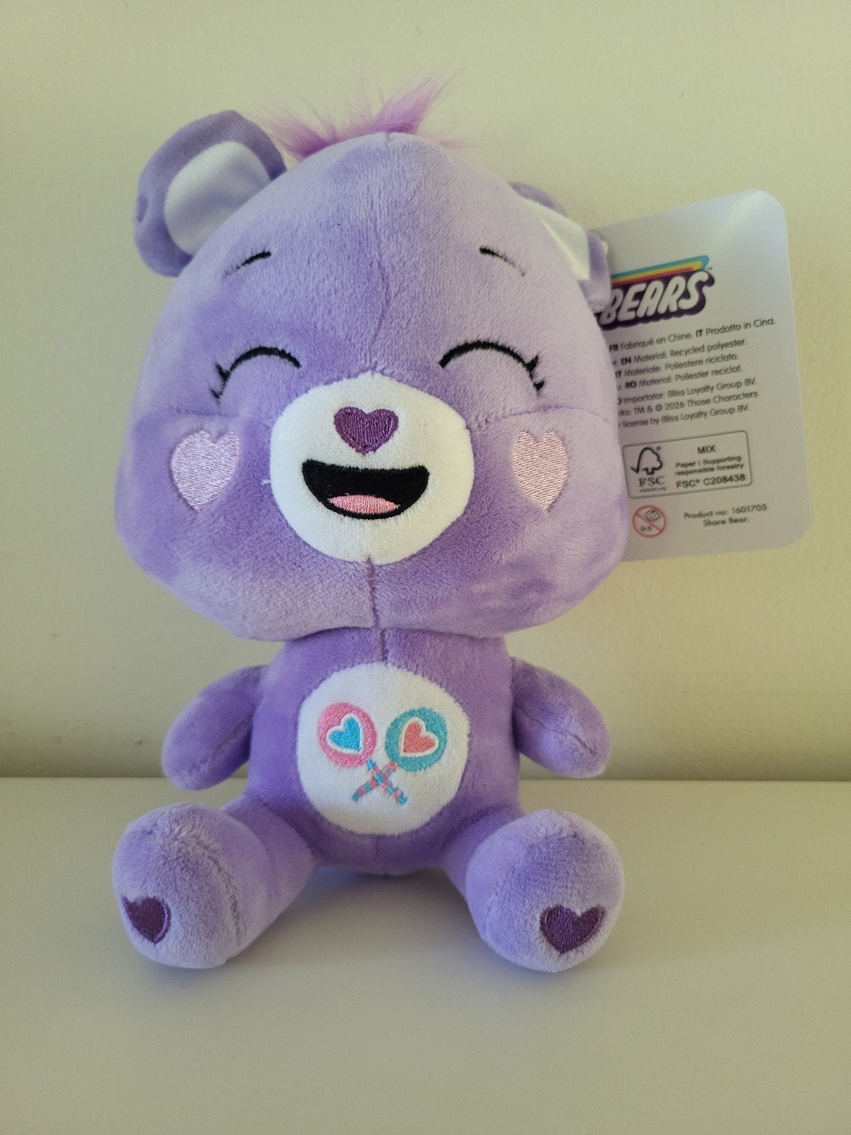 Care Bears / Troetelbeer knuffel Share Bear, nw m kaartje, Ophalen of Verzenden, Nieuw, Beer