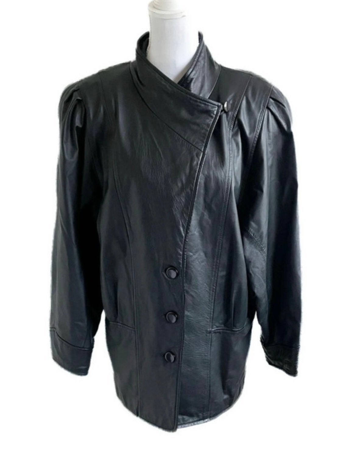 Mooie Vintage leren jas, Maat 38/40 (M), Zwart, Ophalen of Verzenden, Zo goed als nieuw