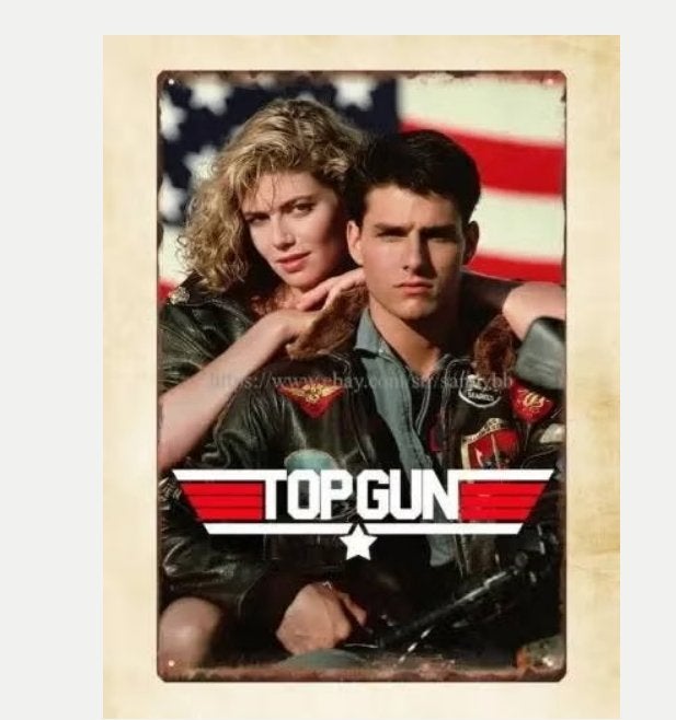 Vintage metalen bordje Top Gun (30x20cm), Ophalen of Verzenden, Nieuw, Reclamebord
