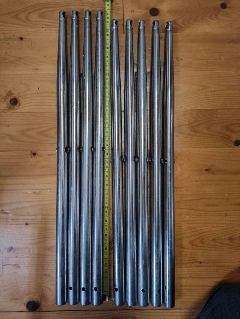 RVS scepters voor zeerailing (4x 62cm, 5x 64cm), Ophalen of Verzenden, Zo goed als nieuw, Dekbeslag, Zeilboot of Motorboot
