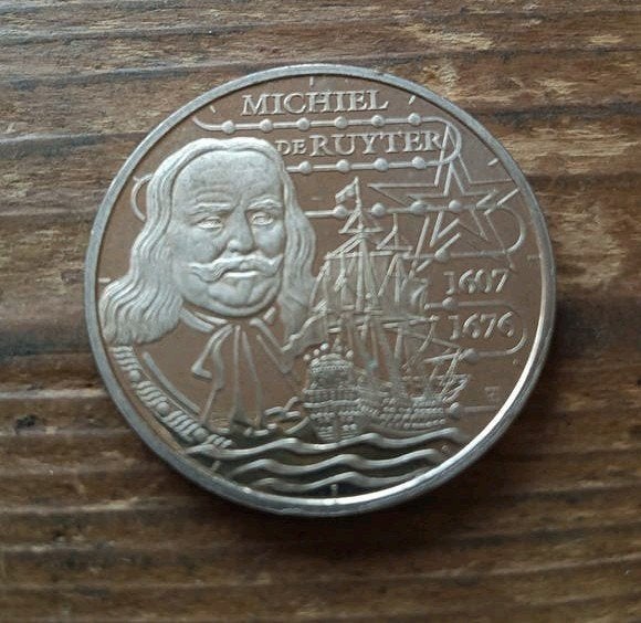 Michiel de Ruyter herdenkingsmunt 2007 schip kenmerk K43, Ophalen of Verzenden, Nederland