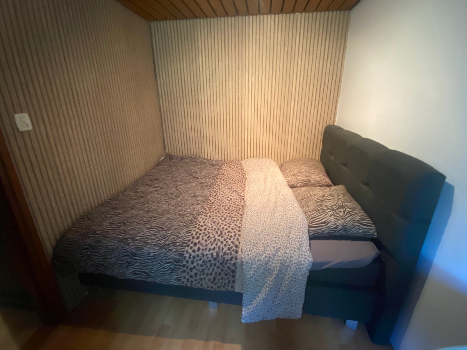 Antraciet boxspring 160x200, Ophalen, Tweepersoons, Zo goed als nieuw, 200 cm