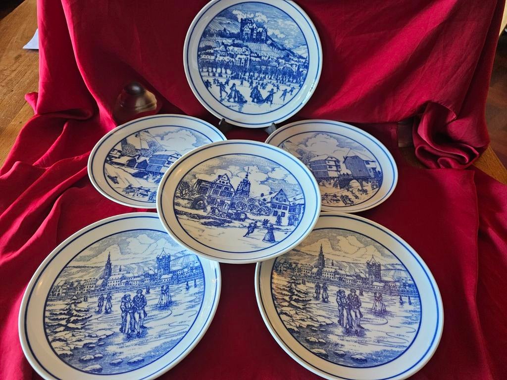 Hutschenreuther Winterlandschap Borden Set 8 - Exclusief., Ophalen of Verzenden
