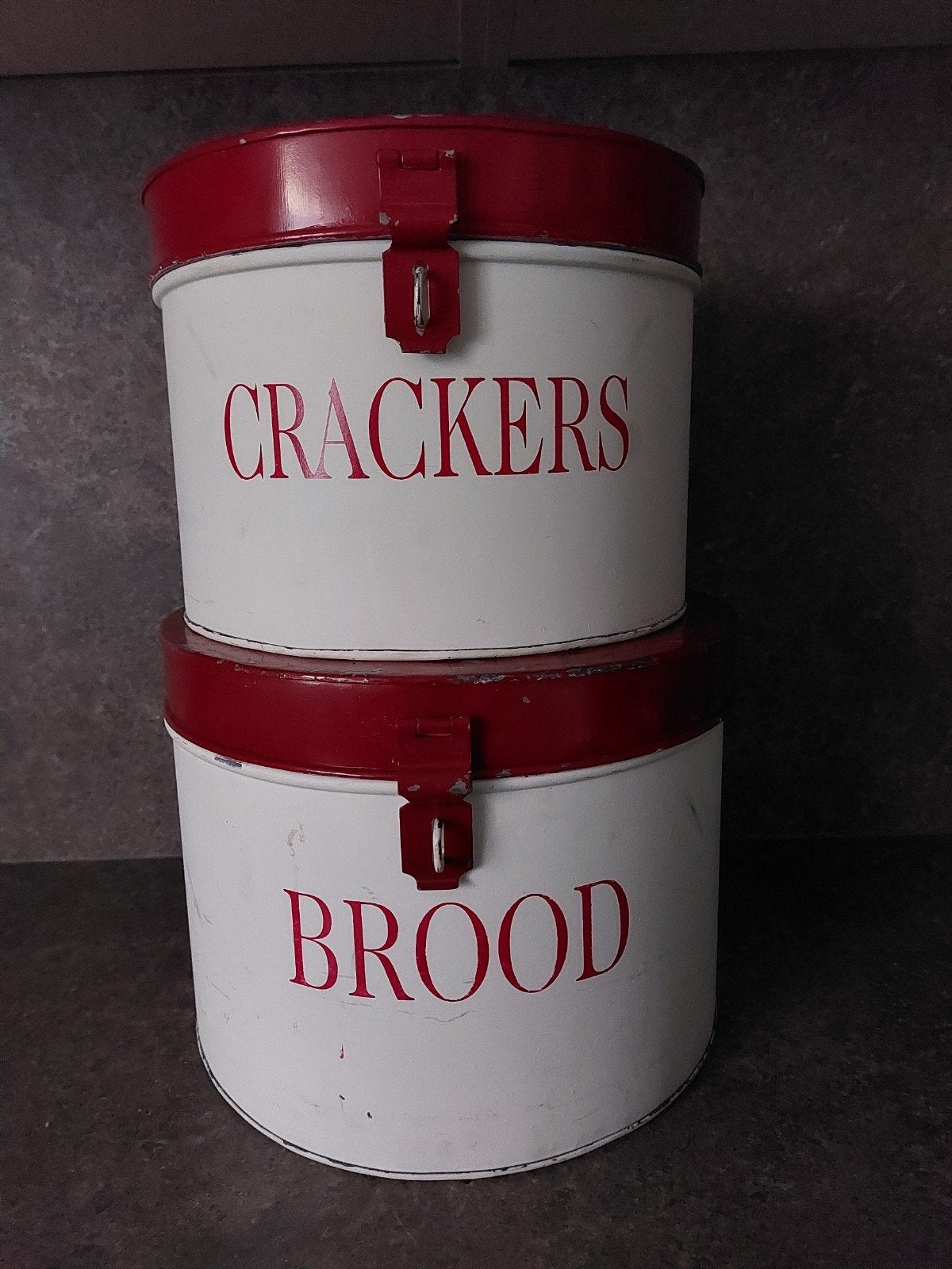 2 Brocante Ronde Voorraadblikken: Brood & Crackers, Ophalen of Verzenden