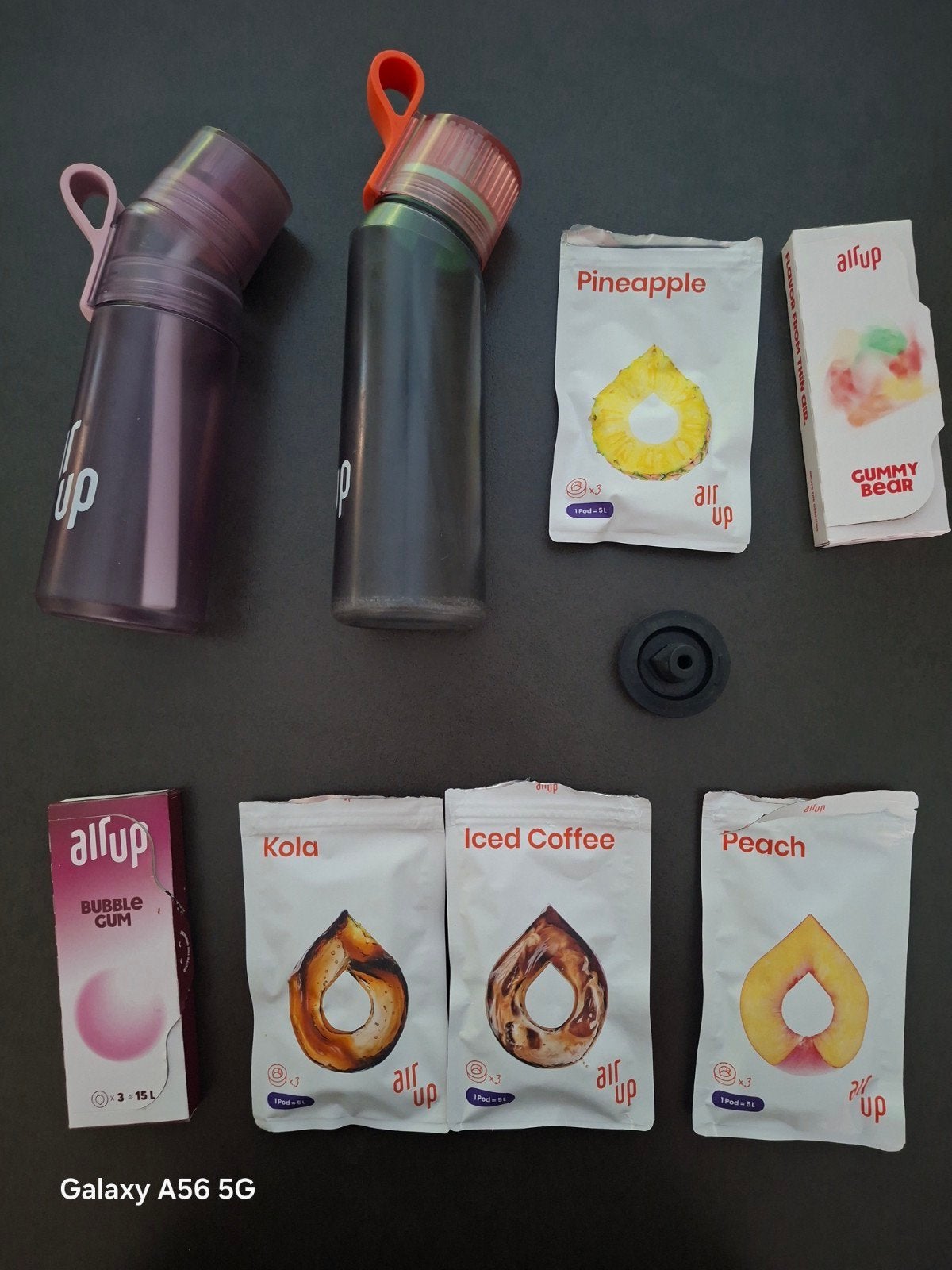 Air up flessen met pods - paarse fles heeft barst in dop, Ophalen of Verzenden, Gebruikt, Paars, Kunststof