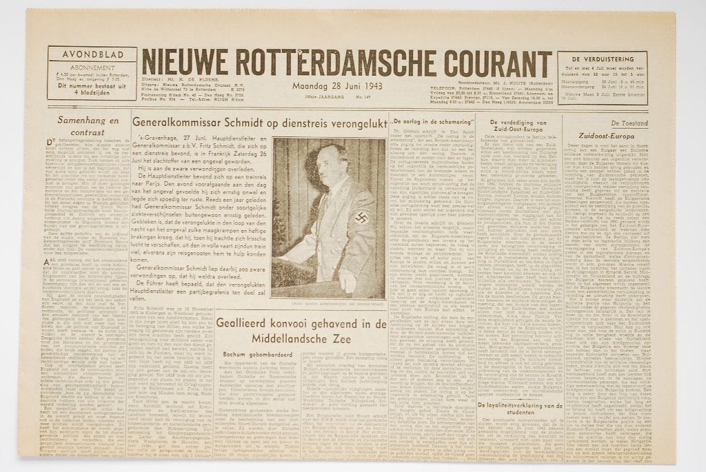 Nieuwe Rotterdamsche Courant juni 1943 Krant WOII Heruitgave, Verzamelen, Zo goed als nieuw, Verzenden, Amsterdam, Overige soorten