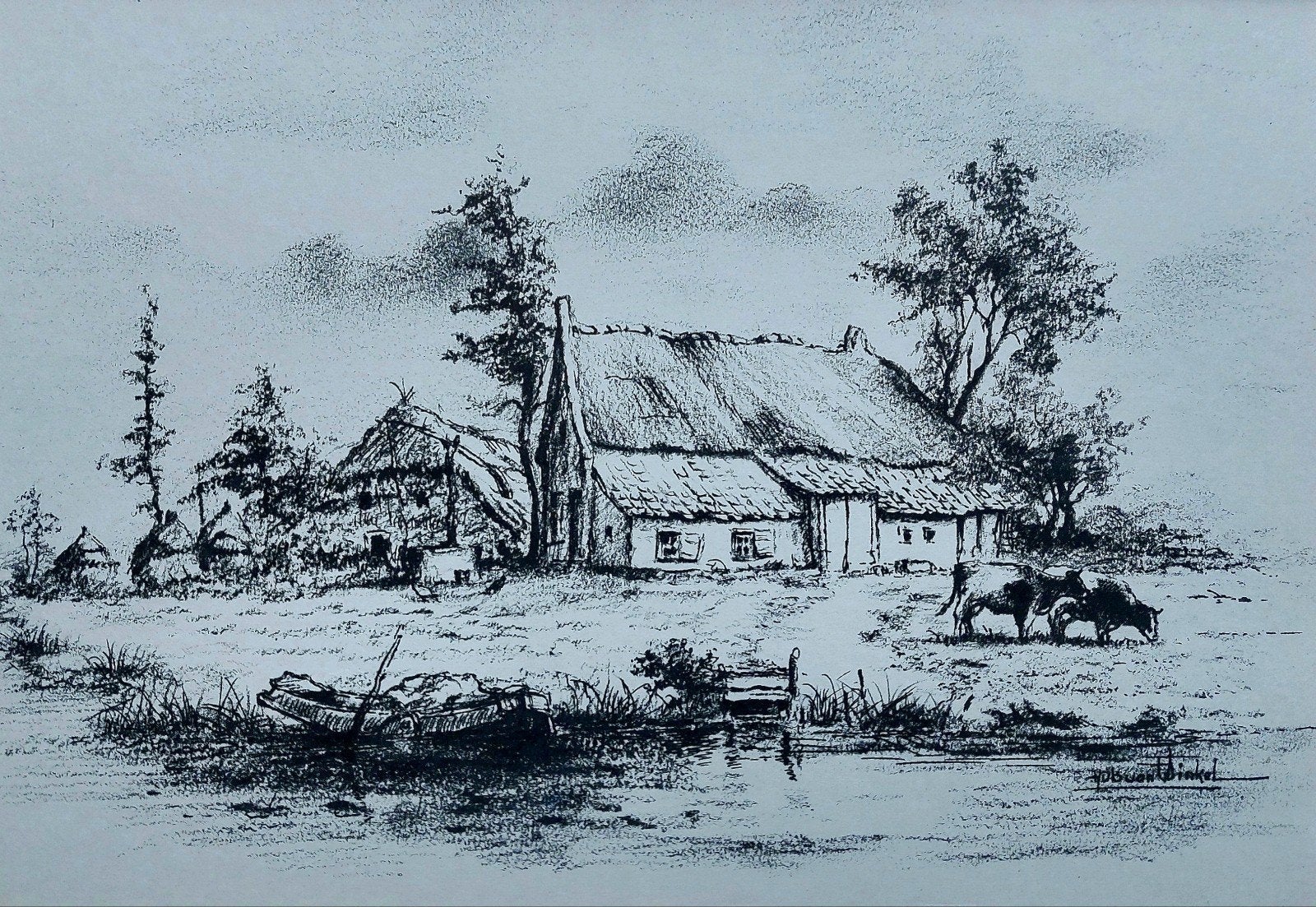 Originele tekening... Hub van Winkel ...Budel/ Cranendonck., Ophalen of Verzenden