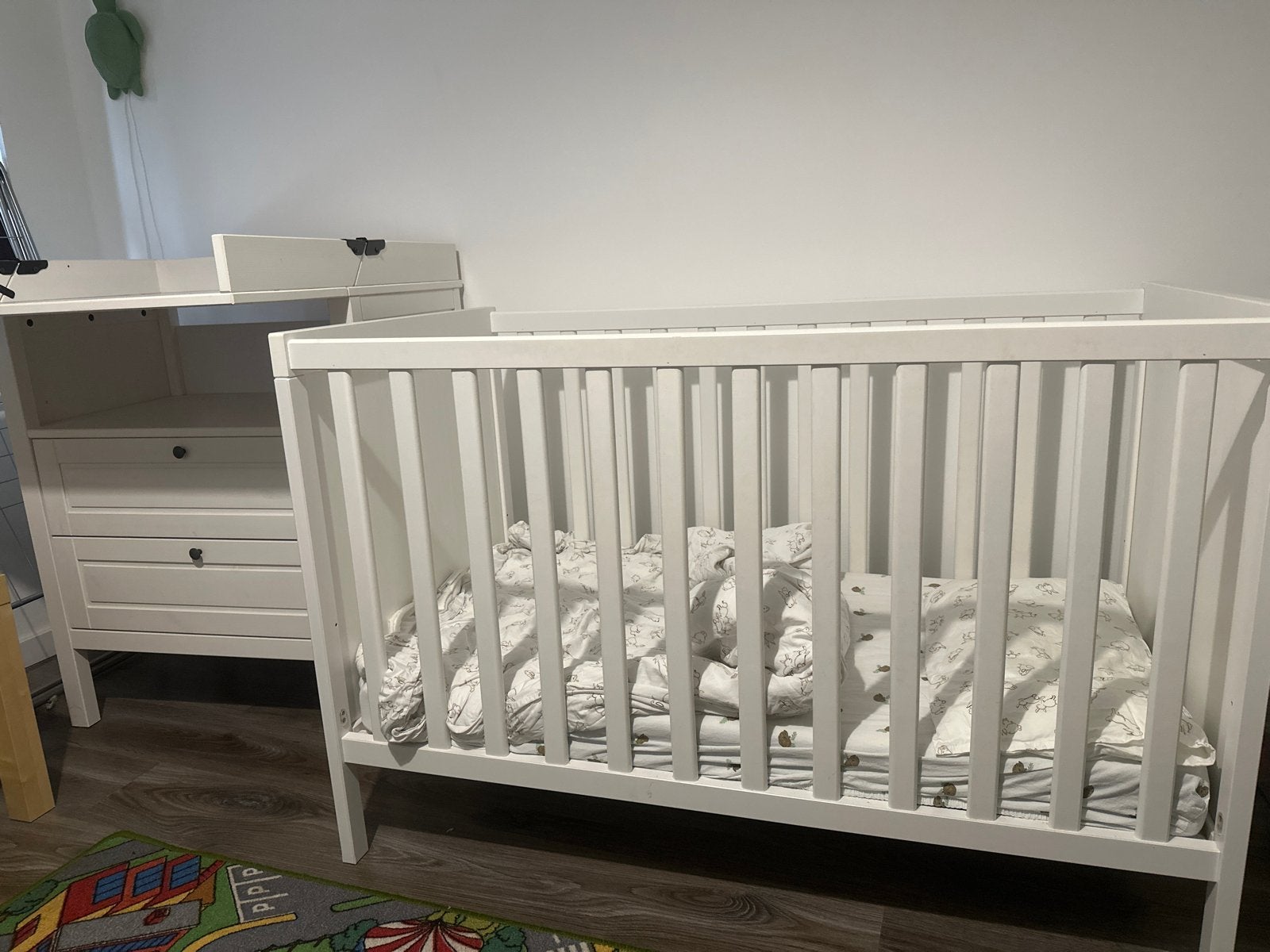 Babykamer set: Ledikant en Commode met afneembaar blad, Ophalen, Gebruikt, Minder dan 140 cm, 70 tot 85 cm