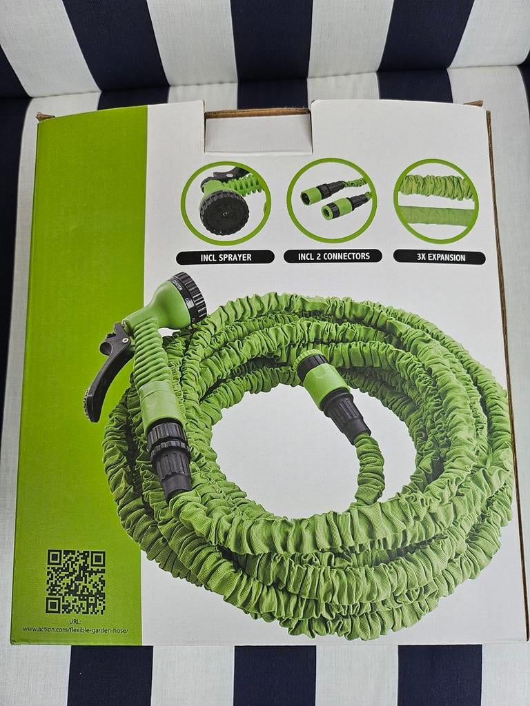 Flexibele tuinslang 7,5-22,5 meter met sproeier, Tuin en Terras, Ophalen of Verzenden