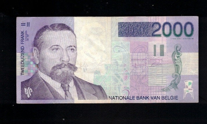 Bankbiljet België 2000 Frank  -  Victor Horta  -  2, Postzegels en Munten, Ophalen of Verzenden, Los biljet