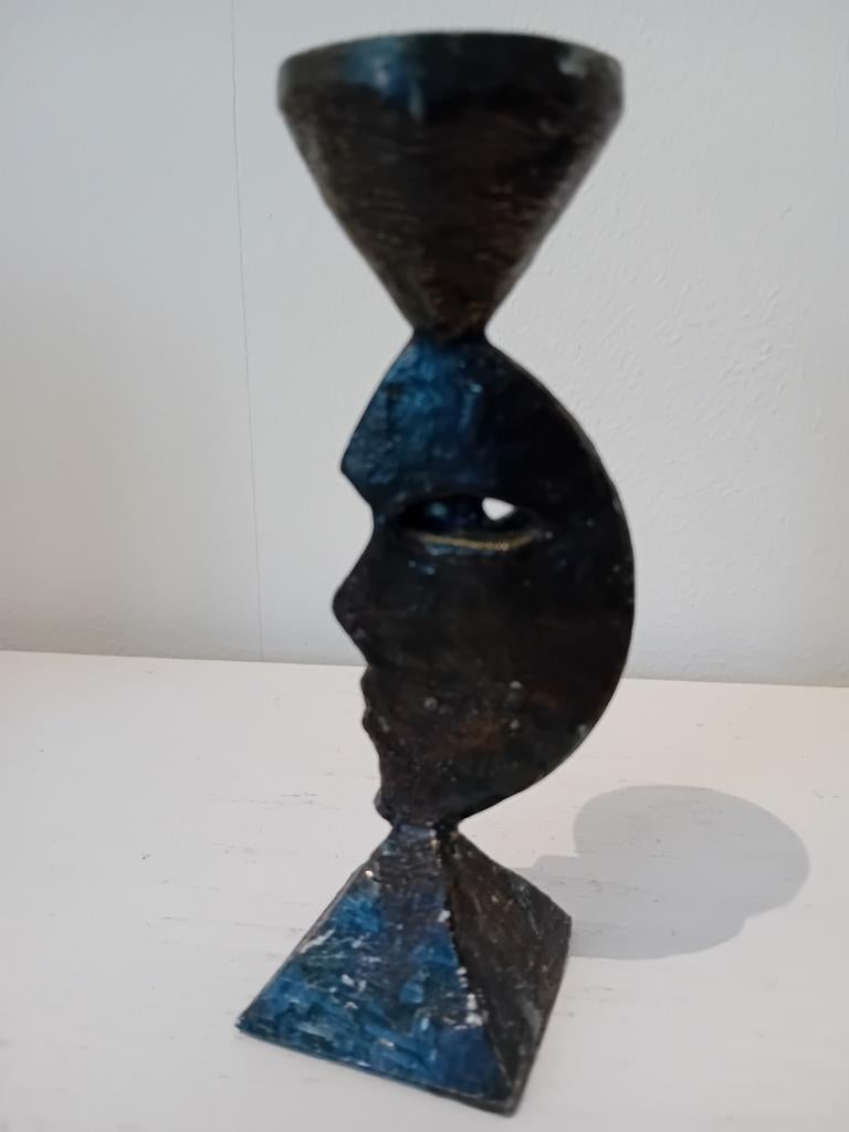 Bronzen kandelaar Corry Ammerlaan - Modern design, Antiek en Kunst, Antiek | Kandelaars, Ophalen of Verzenden, Koper of Brons