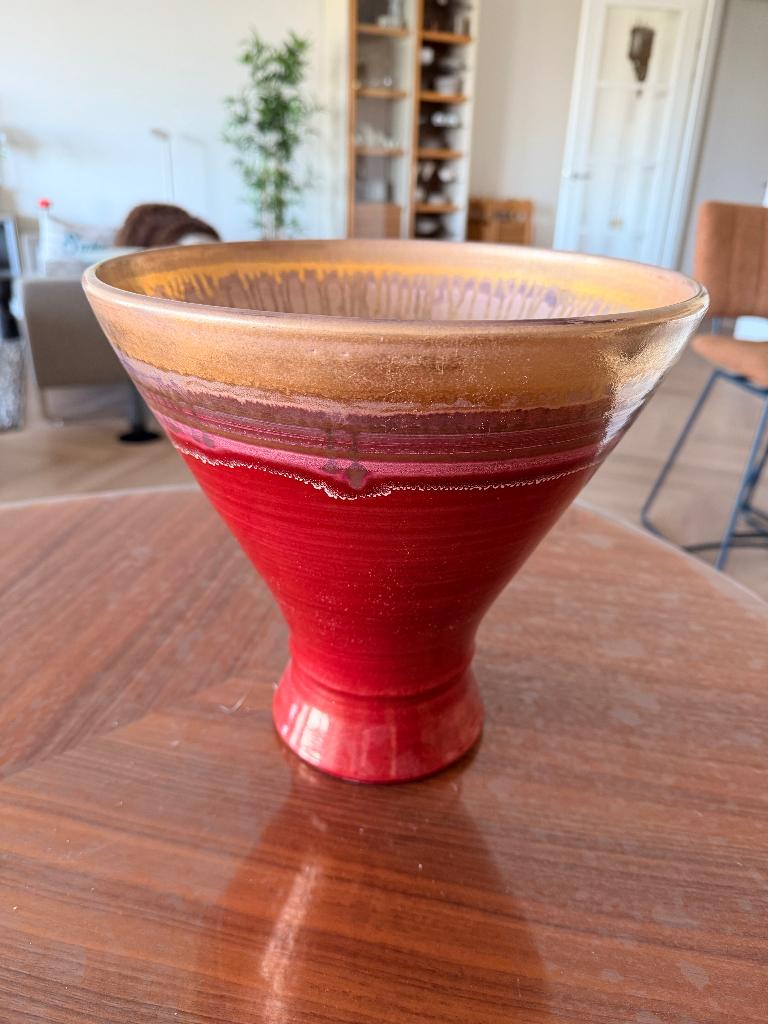ECRI  Keramisch bloempot met reactief/vloeiend glazuur, Tuin en Terras, Bloempotten, Ophalen, Rond, Zo goed als nieuw, Aardewerk