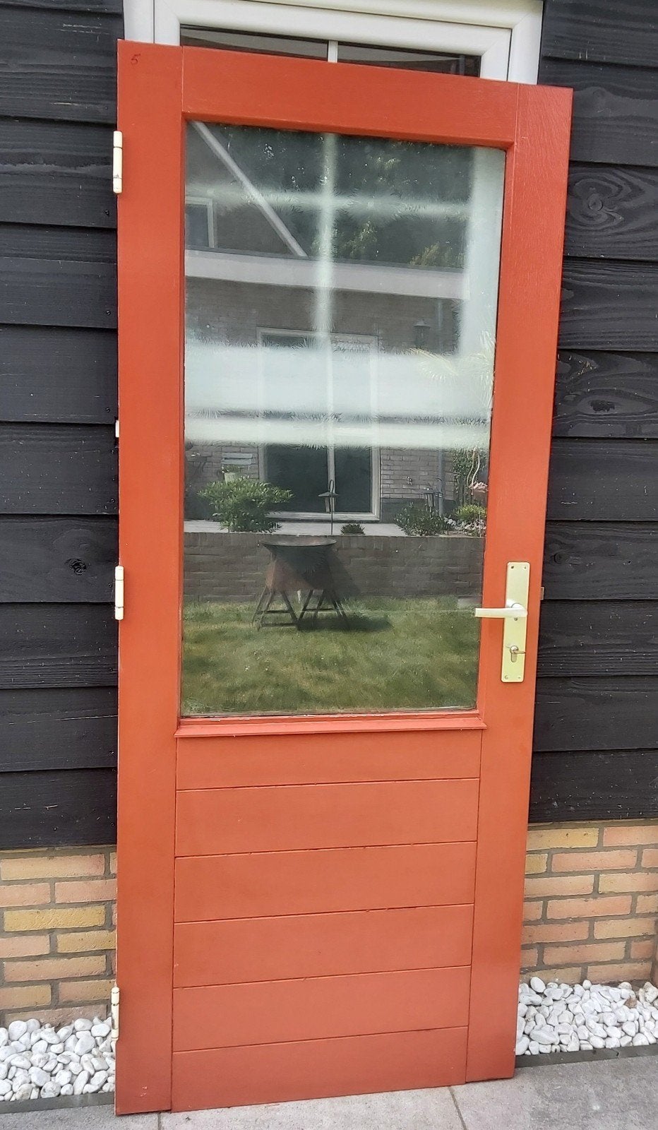 Hardhouten buitendeur!, Ophalen, Gebruikt, Buitendeur, 200 tot 215 cm