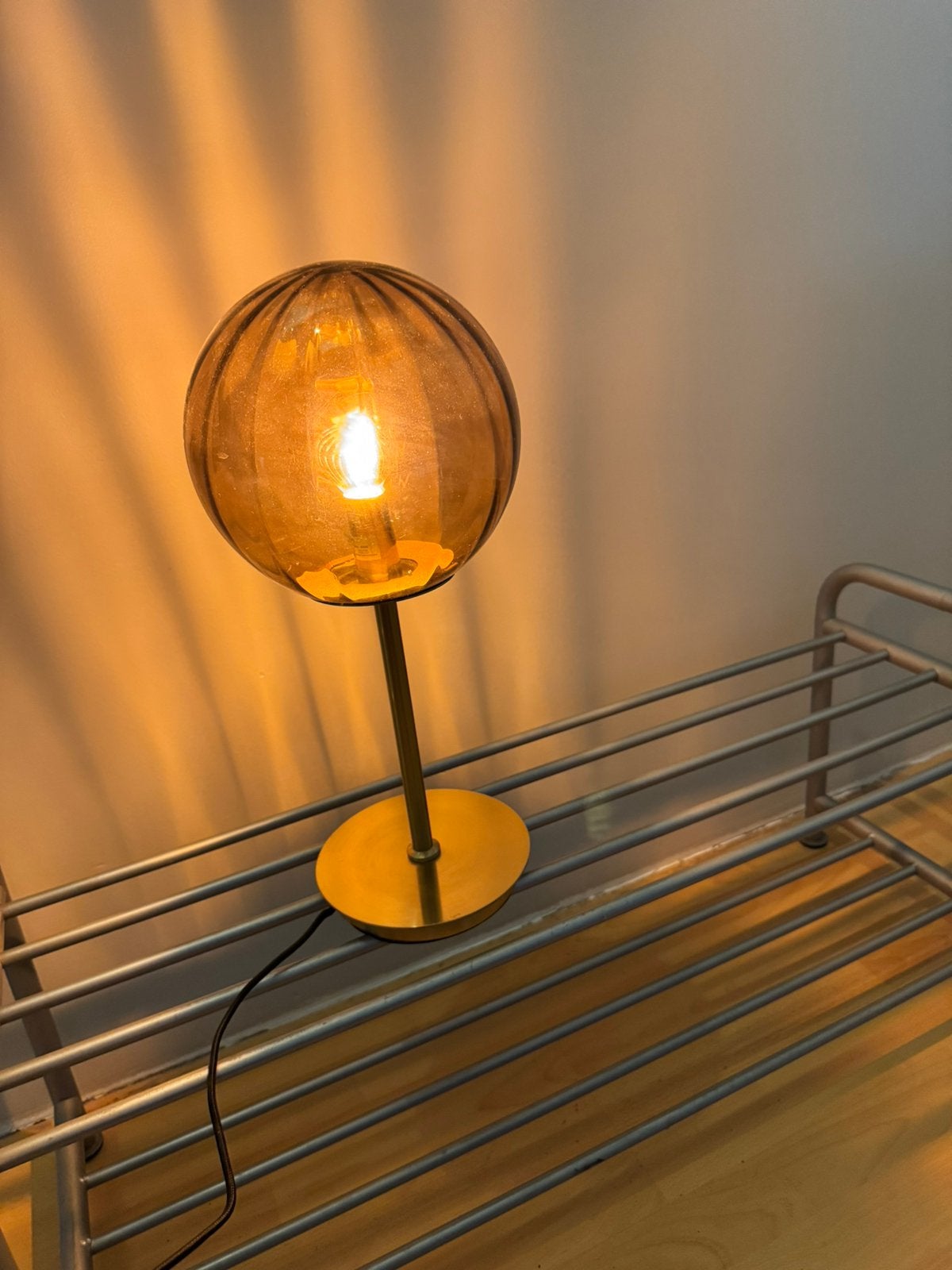 Schemerlamp metaal koper, 45 cm, Inclusief lichtbron, Nieuw, Glas