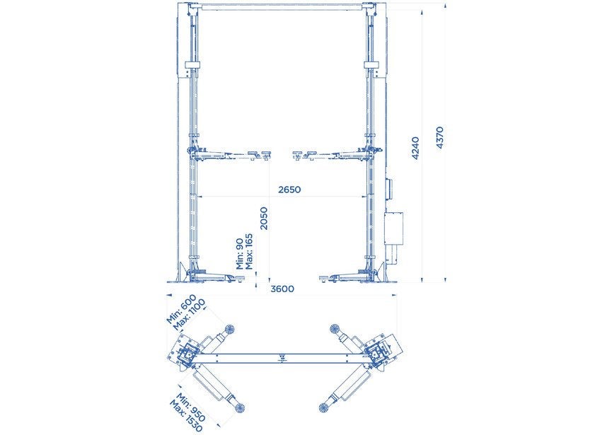 Hydraulische 2-kolomsbrug 3,5 T OMCN, Ophalen, Nieuw, Hydraulisch, Garagekrik