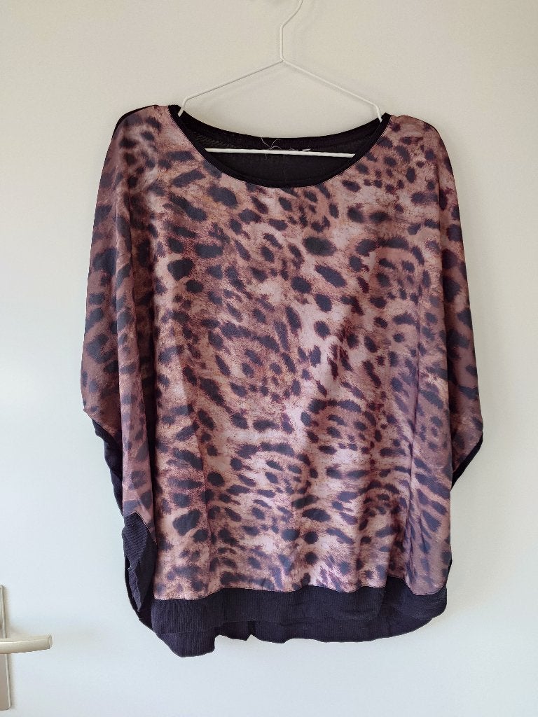 Leopardprint Poncho Top Maat L, Bruin, Maat 42/44 (L), Ophalen of Verzenden, Zo goed als nieuw