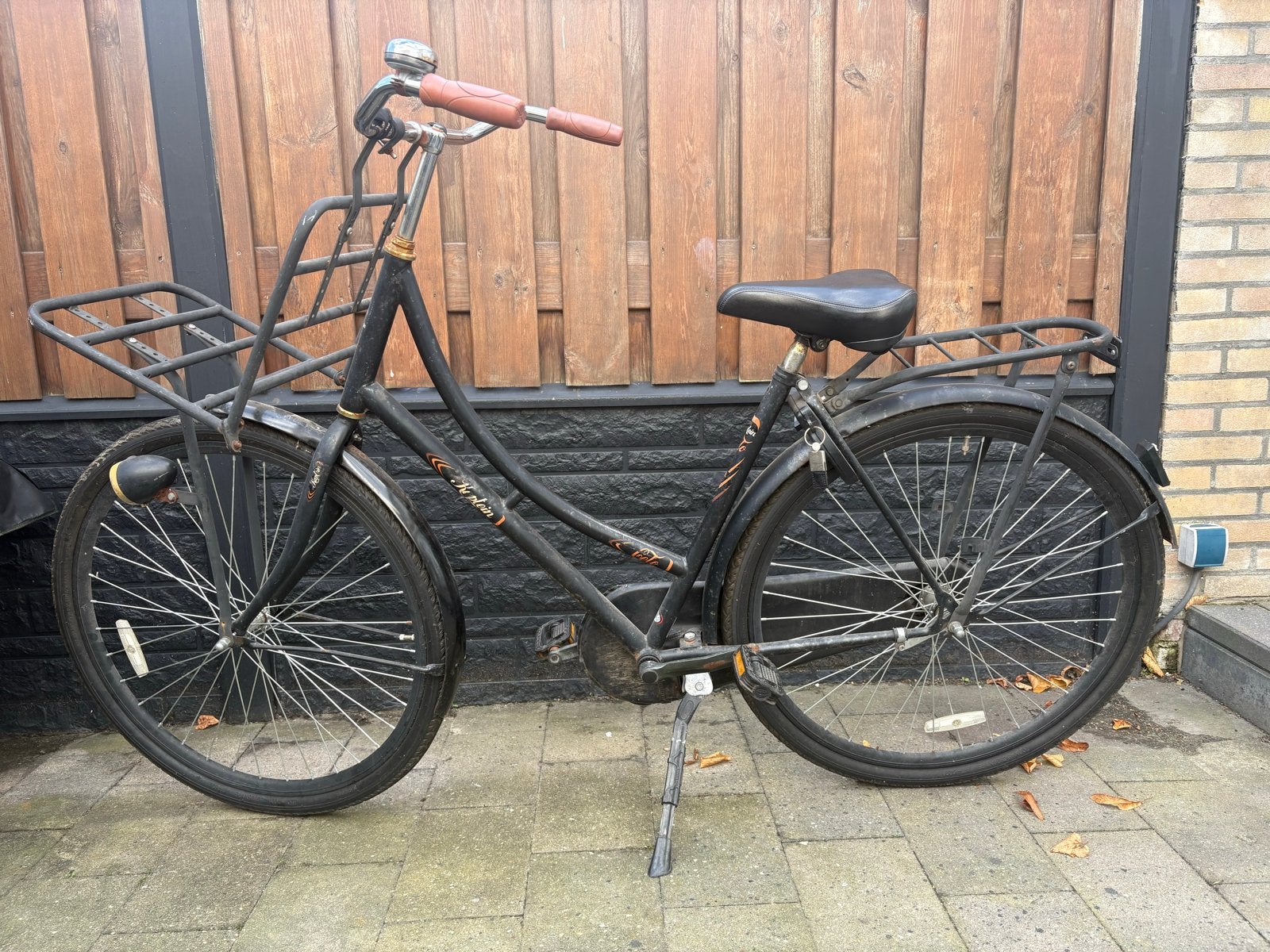 Stevige transportfiets met voordrager en bagagedrager, Terugtraprem, Ophalen, Overige merken, 53 tot 56 cm
