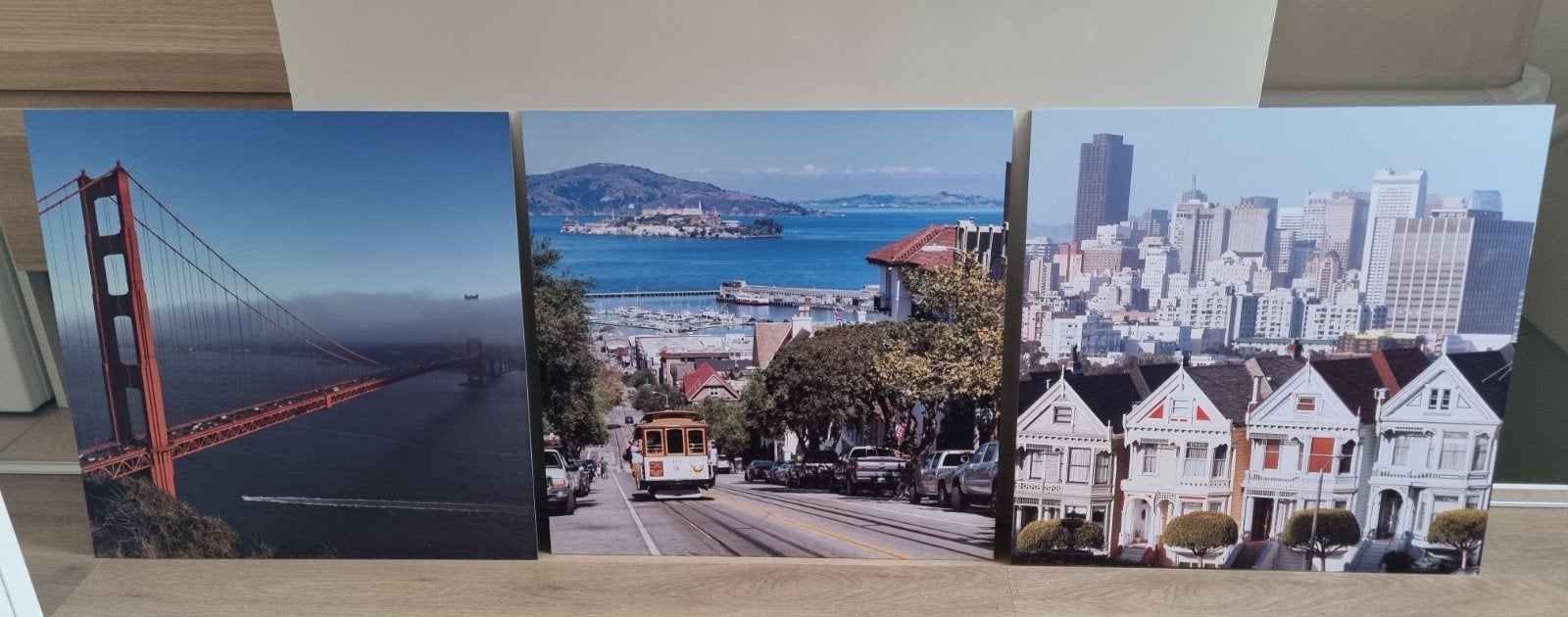3 San Francisco Prints op aluminium - Golden Gate, Alcatraz, 50 – 75, Ophalen of Verzenden, 50 tot 75 cm, Print