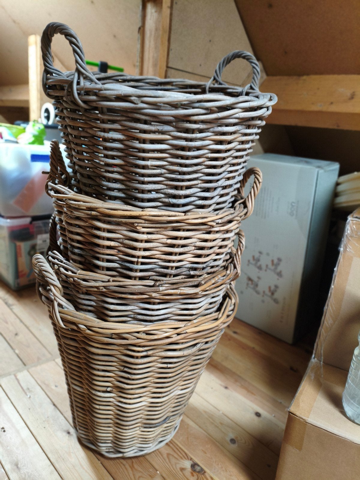 Set van 4 rieten manden - aardappelmand, Ophalen, Rond, Riet