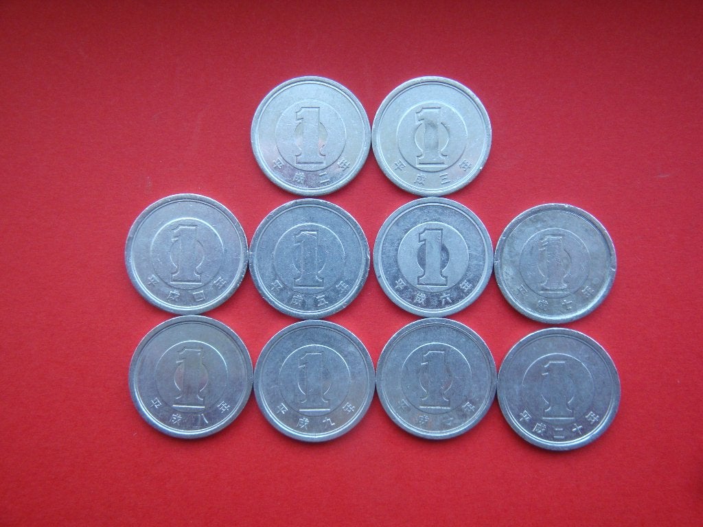 Japan setje munten 1 Yen 1990 / 2008., Verzenden, Zuid-Azië, Setje