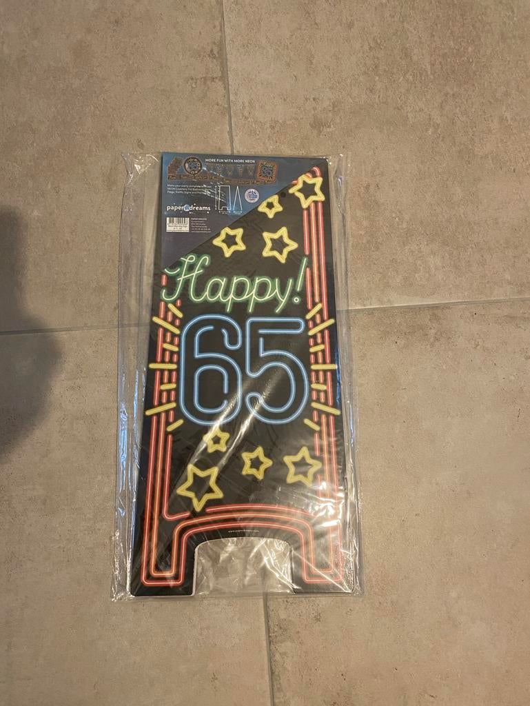 Happy 65! Neon Verjaardagsdecoratie Neon Stijl, Ophalen of Verzenden, Nieuw, Versiering, Verjaardag