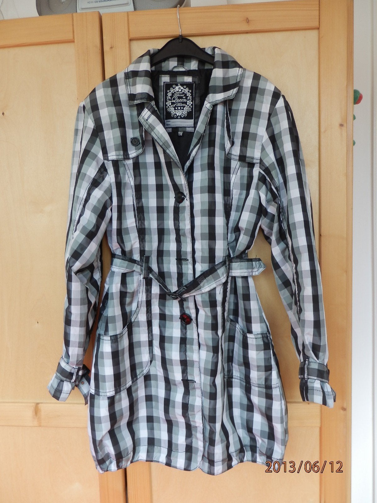 Geruite tussenjas/trenchcoat mt 164/170, Queen, Zwart, Nieuw, Ophalen of Verzenden