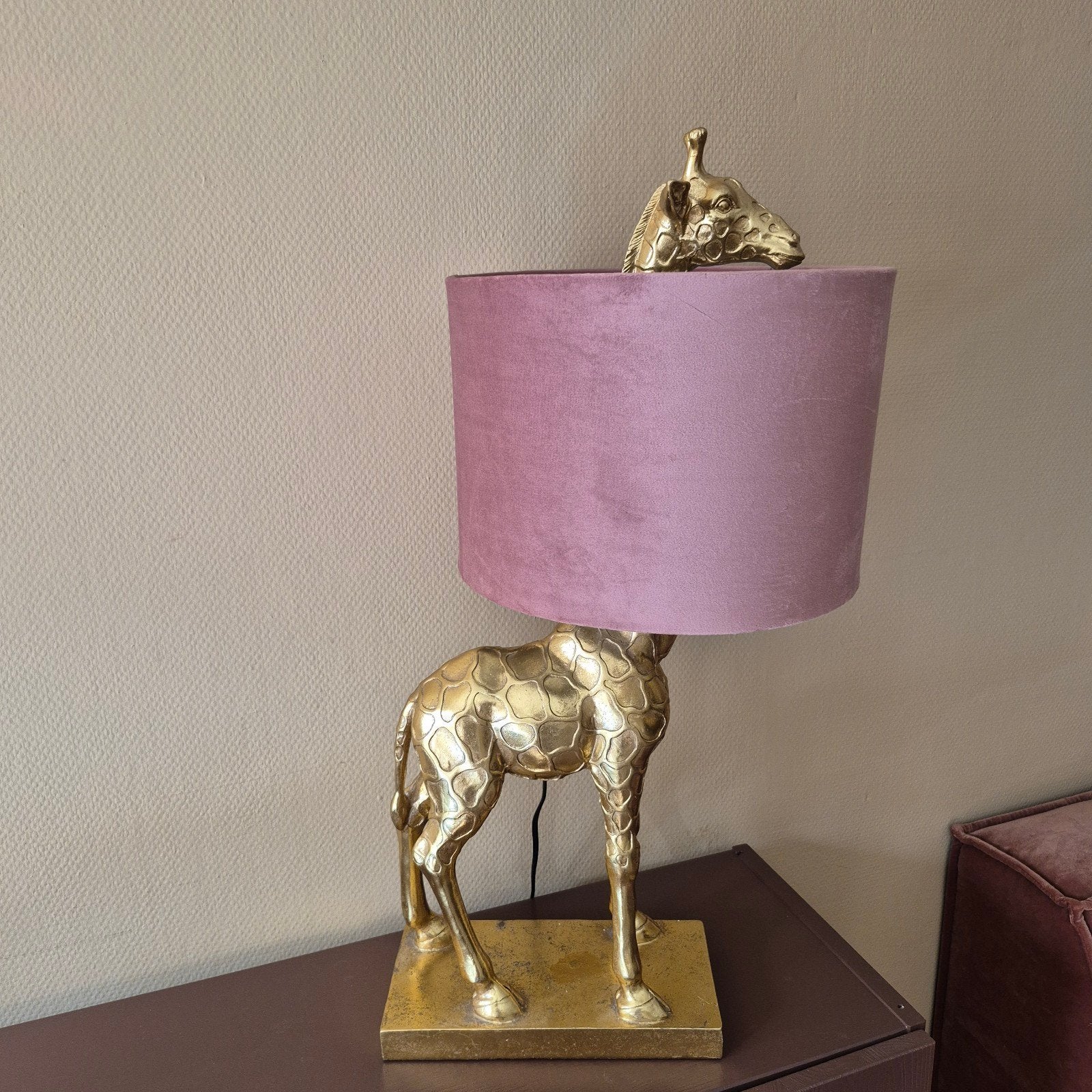 Werner Voss gouden giraffe tafellamp Lucie, Overige merken, E27 (groot), Zo goed als nieuw, Goud