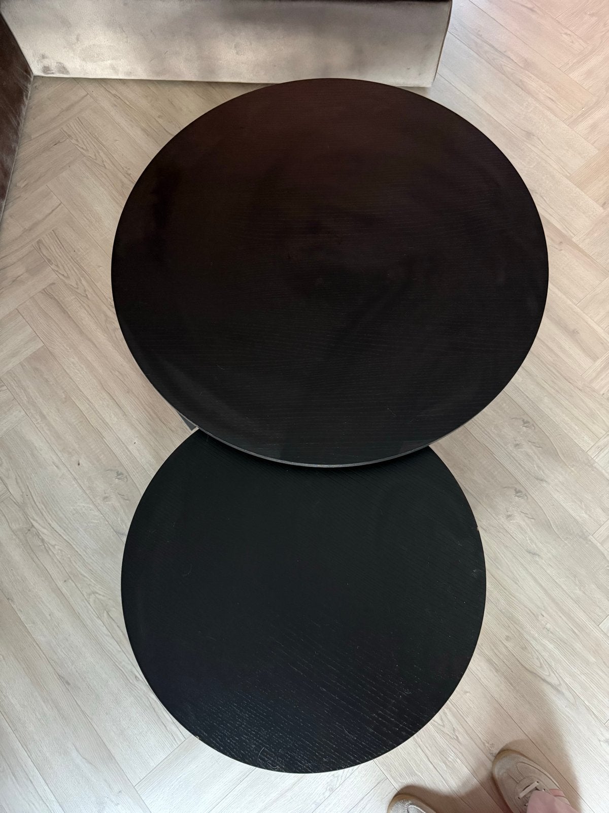 Zwarte salontafel set - 2 ronde tafels, Overige materialen, Gebruikt, Rond, 5 – 50