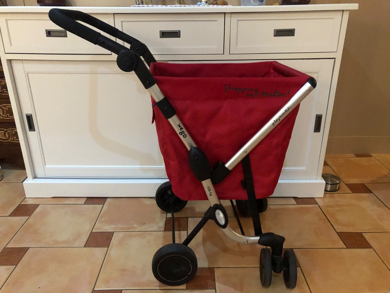 playmarket boodschappen trolley rood, Ophalen, 40 tot 60 cm, 30 cm of meer, Gebruikt