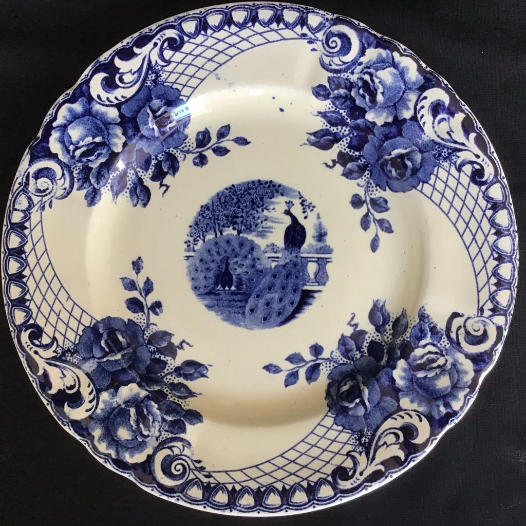 Societe Ceramique Maestricht Peacock bord blauw izgst, Ophalen of Verzenden