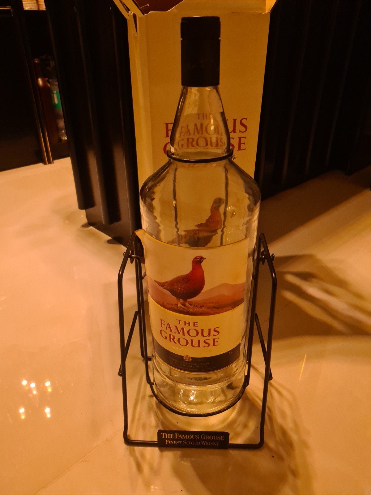 famous grouse 4.5 liter fles op schommel en doos, Ophalen of Verzenden