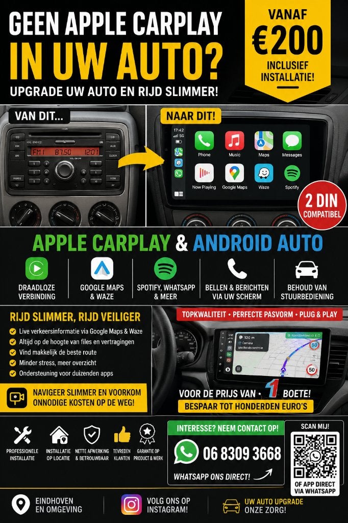 UPGRADE UW AUTO MET APPLE CARPLAY  INSTALLATIE OP LOCATIE, Auto diversen, Autoradio's, Ophalen, Gebruikt