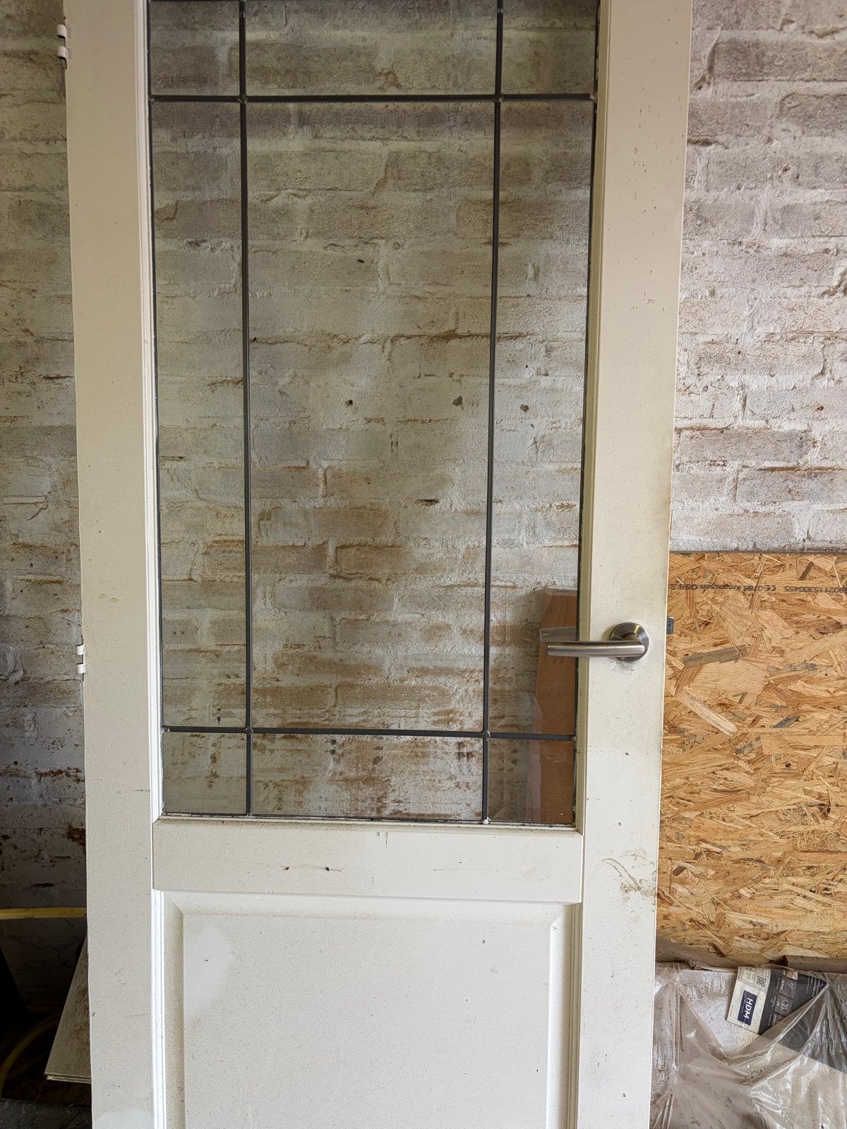 Binnendeur met glas en roedeverdeling, Doe-het-zelf en Verbouw, Deuren en Horren, Ophalen, Gebruikt, 80 tot 100 cm, Binnendeur