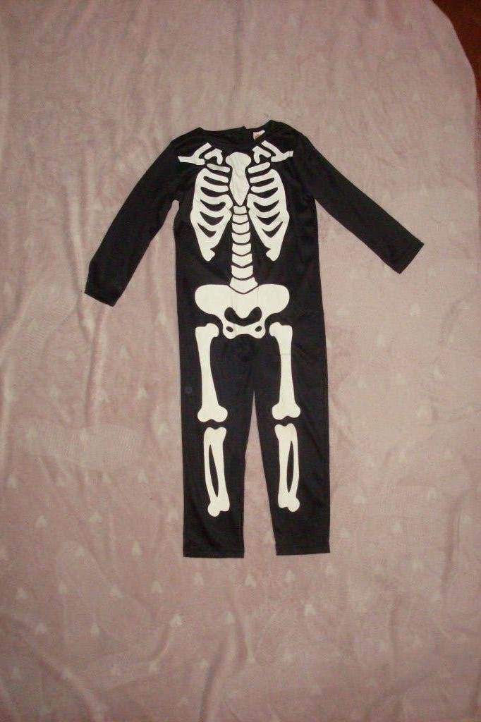 Halloween verkleed pak, zwart wit skelet, maat 110/116, Ophalen of Verzenden, Zo goed als nieuw, 110 t/m 116, Jongen
