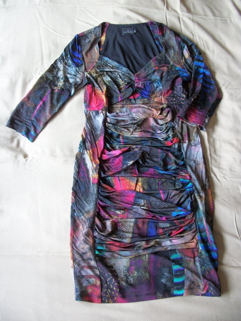 Jurk Ariana - Zwart Blauw 3/4 Mouw en mooie Hals 40 - Nieuw, Maat 38/40 (M), Blauw, Nieuw, Ophalen of Verzenden