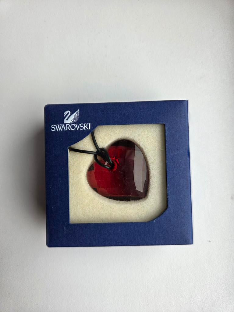 Swarovski Hart ketting met band, Ophalen of Verzenden, Zilver, Overige materialen