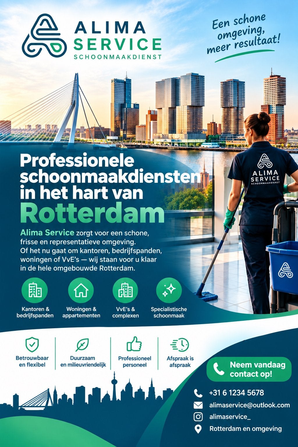 schoonmaak woningen en kantoren in Rotterdam en omgeving