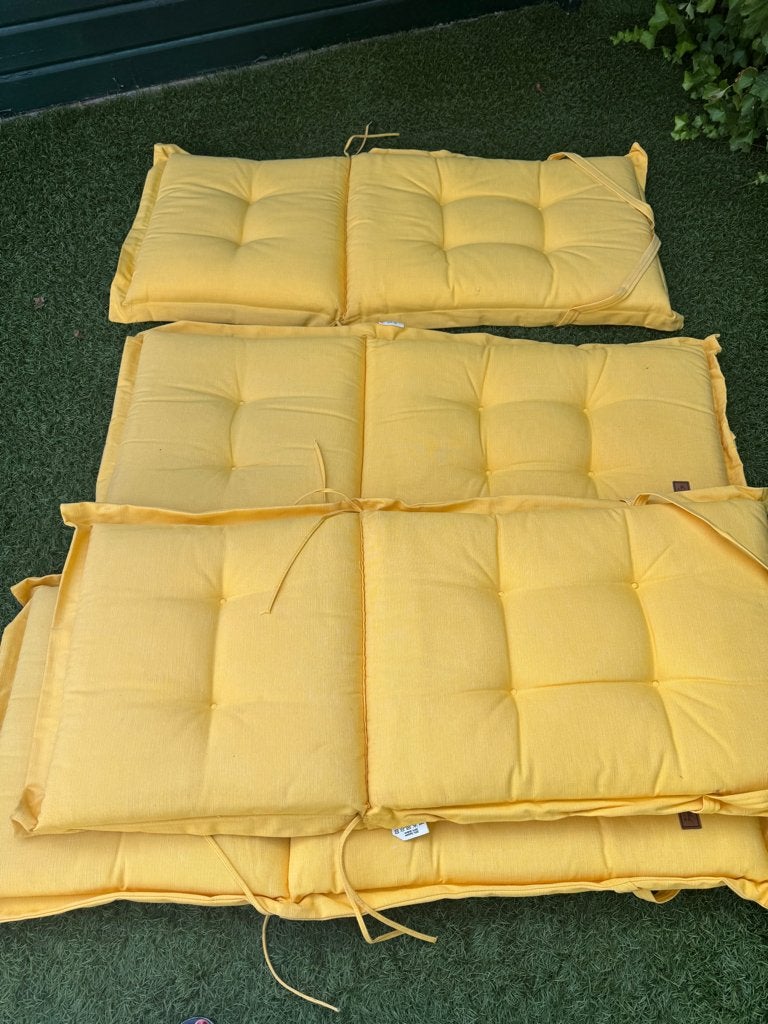 NIEUW! 4x Cinderella Outdoor Tuinkussens Hoge Rug Okergeel, Ophalen, Nieuw