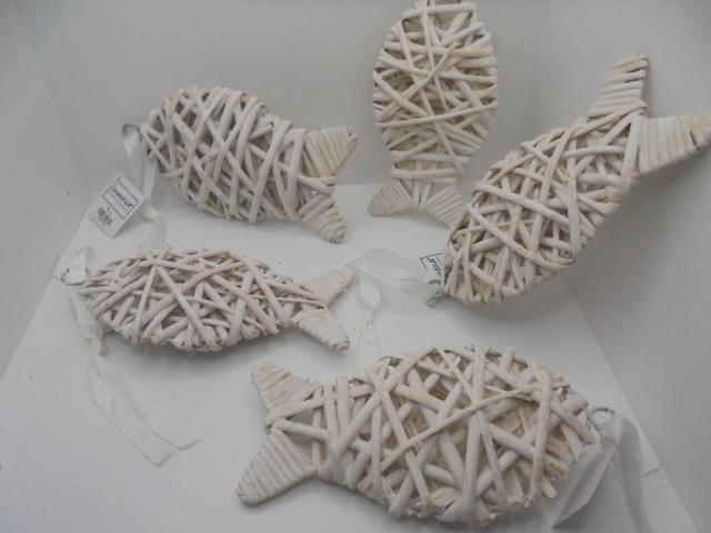RIETEN VISJES WIT 5 STUKS 16 CM 5 stuks NIEUW, -, Wandhanger, -, 16 cm