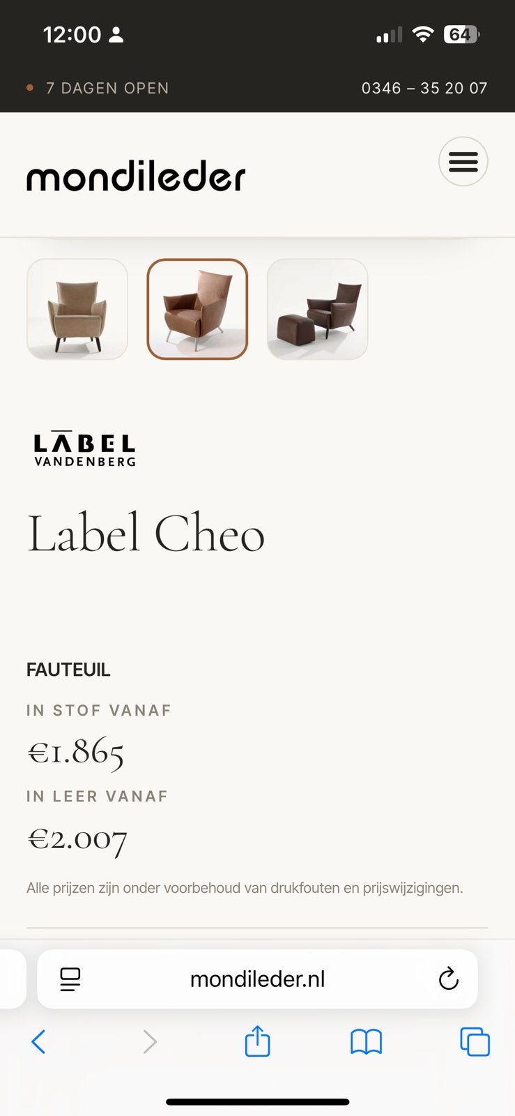 2x Label Cheo Fauteuil - Gerard van den Berg - grijs Leer, Ophalen, Gebruikt, Leer, 75 tot 100 cm