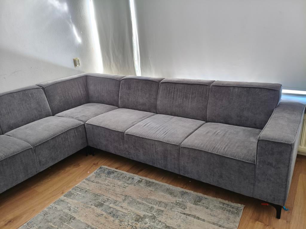 Ruime 3x3 meter antraciete hoekbank, Hoekbank, Ophalen of Verzenden, Zo goed als nieuw, Stof